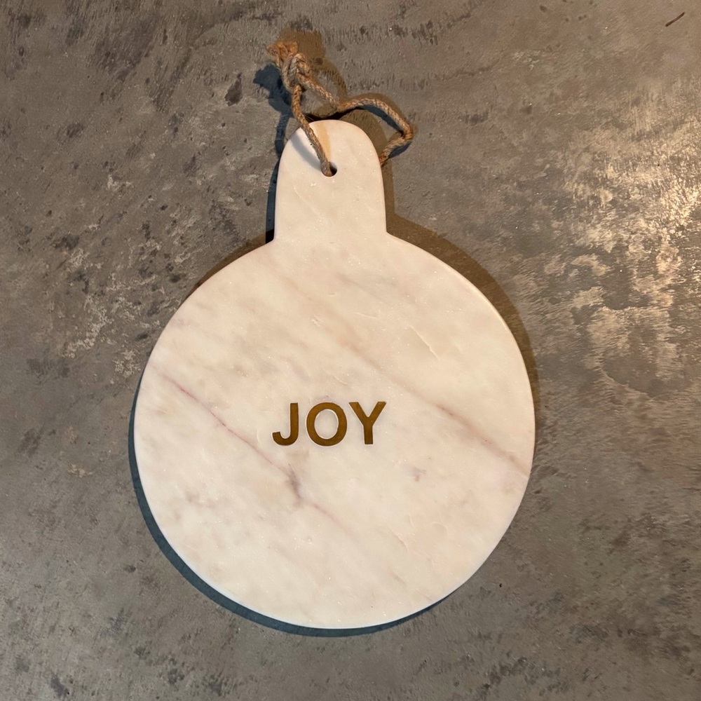 Marble Holiday Ornament with Joy Inscription